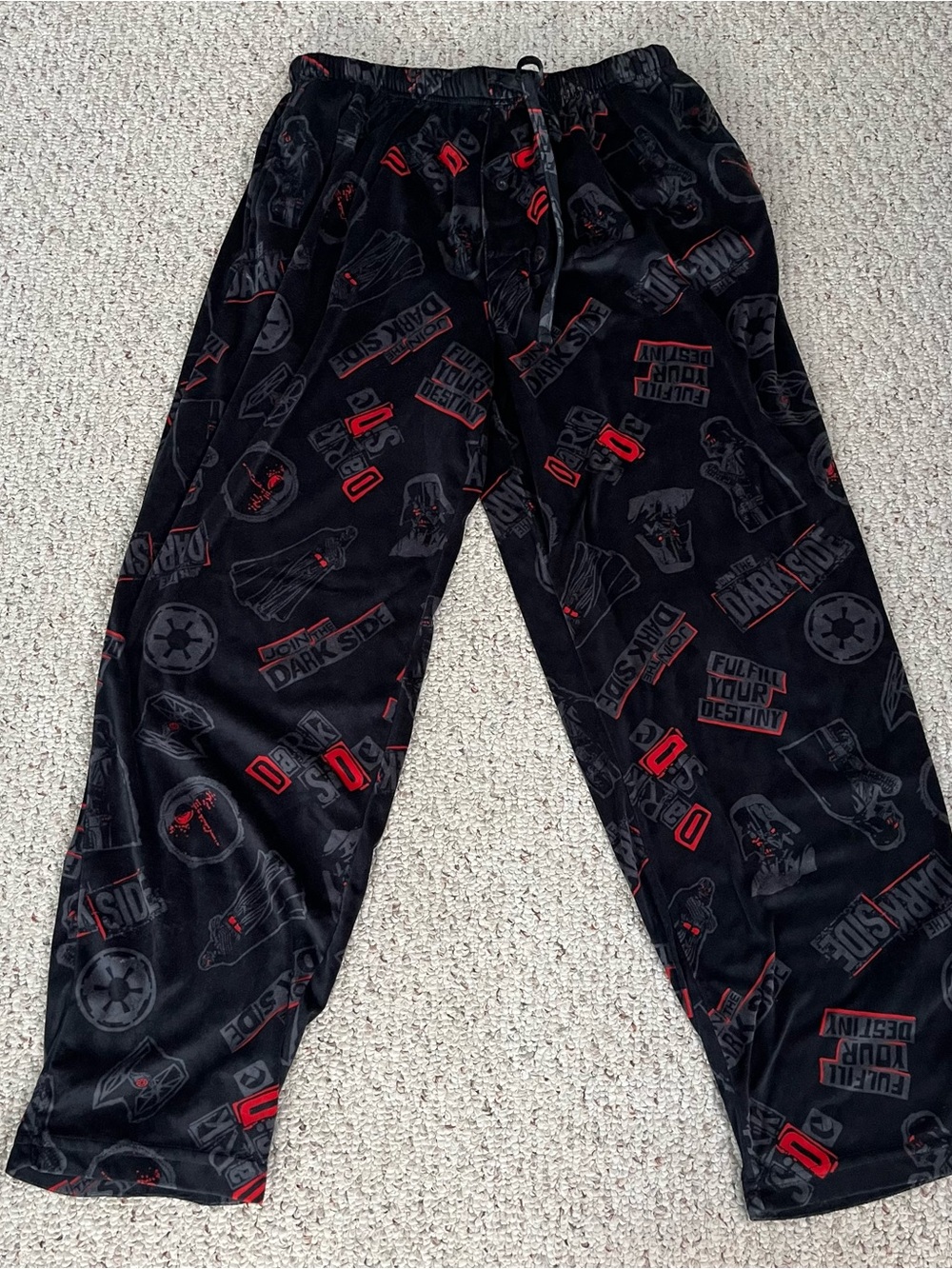 Star Wars Men's XL Pajama Pants Black And Red Velour Darth Vader Print